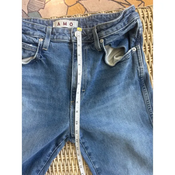 AMO High Rise Kick Crop Jeans size 31 boho minimalist staple flattering luxury - Image 9