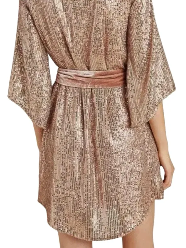 Anthropologie Starling Sequined Tunic Dress Gold Size XL - Image 3