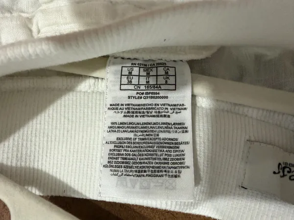 Guess linen woman off white pants M drawstring - Image 4