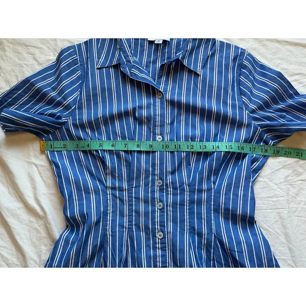 NWOT Evereve Striped Delaney Mini Shirt Dress Medium Blue/White - Image 6
