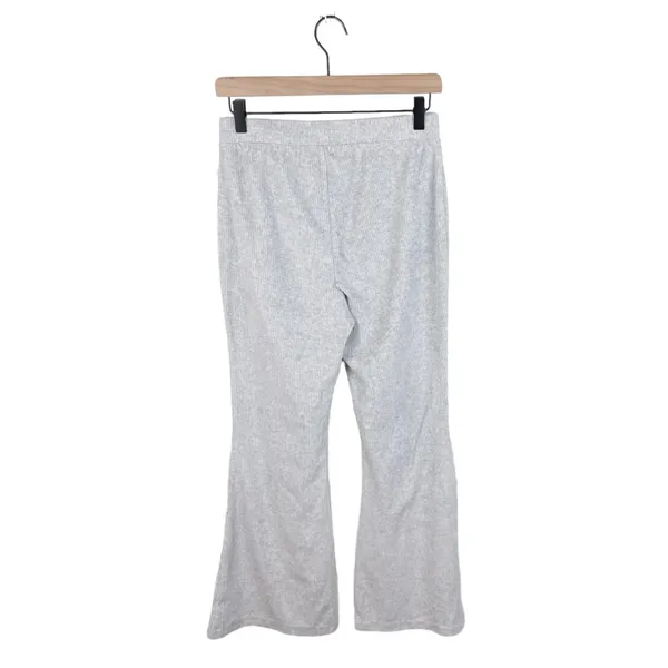 Aerie Groove On Rib Velour Flare Pant Women's Size Small Light Grey High Waist - Image 3