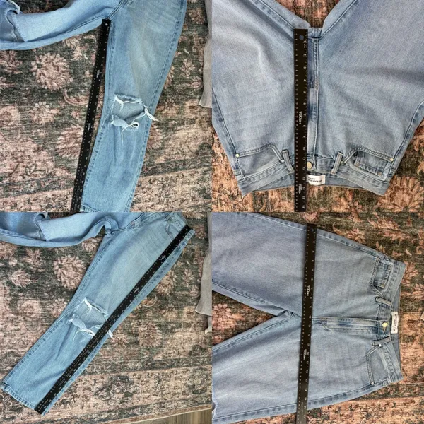 Just Black‎ Denim Straight Leg Jeans Size 28 Distressed Light Wash Made In USA - Image 6