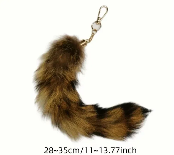 Brown and black striped raccoon tail keychain #raccoon #animal - Image 4