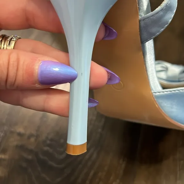 NWOT Lulus Light Blue Satin Rhinestone Bow Stiletto Heels - Image 10