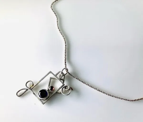 Fashion Square window Charm Necklace Silver - Image 2