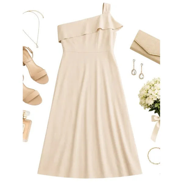 Hayley Paige Occasions One Shoulder Bridesmaid Gown Cashmere Size 22 NWT Maxi - Image 3