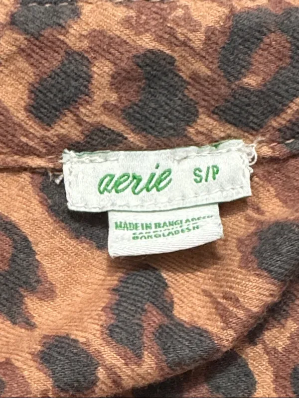 AERIE Animal Print Buttondown Pajama Top S 21” p2p Brown Multi NWOT - Image 3