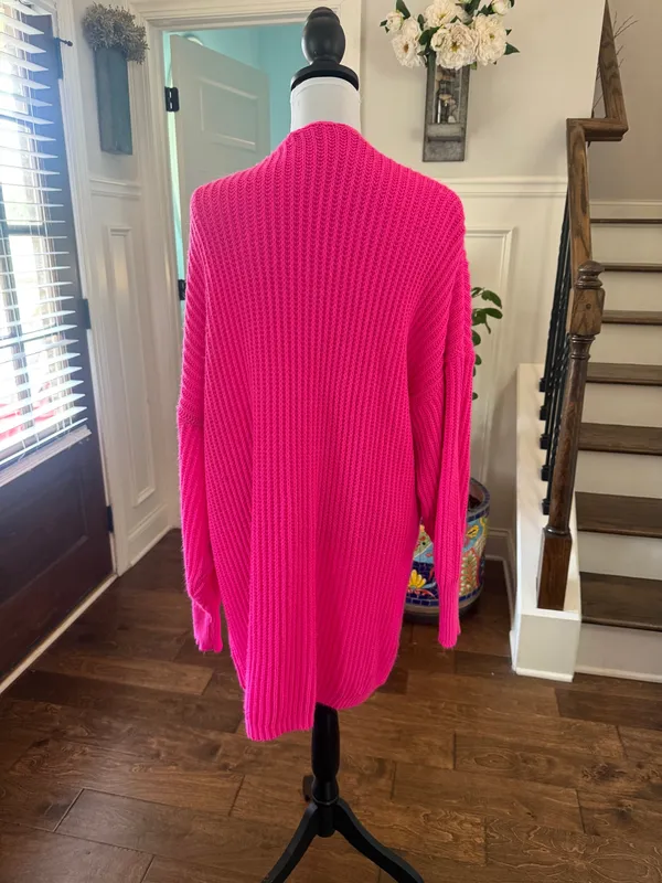 Fobya NWOT Hot Pink Open-Front Oversized Cardigan - Image 2