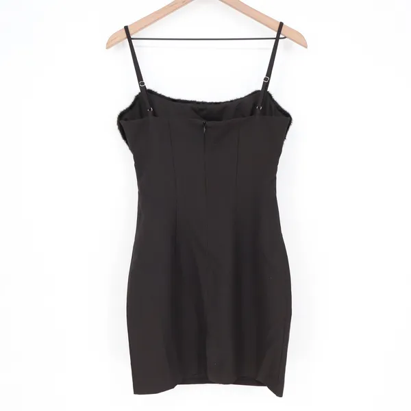 Naked Wardrobe Black Faux Fur Trim Cutout Mini Dress NWH19-D9 MN Small - Image 6