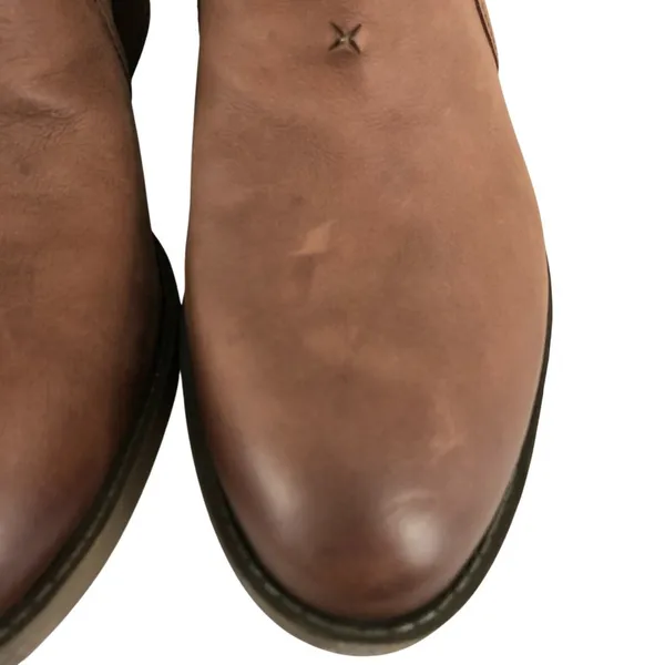 Nine West Ankle Boots Western Leather Studded Buckle Slip On Brown Size 8.5 - Image 4