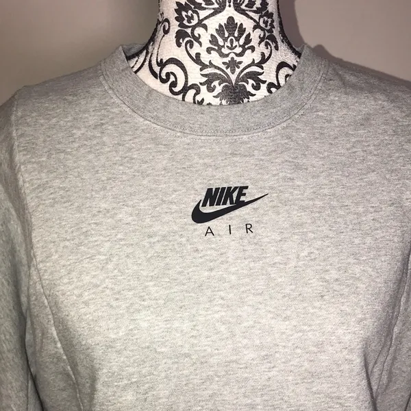Nike Air Gray Long Sleeve Cropped Sweatshirt Size Medium - Image 3