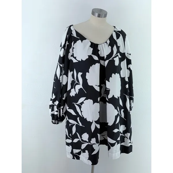 Kate Spade Target Black White Floral Balloon Sleeve Cotton Mini Dress L - Image 6