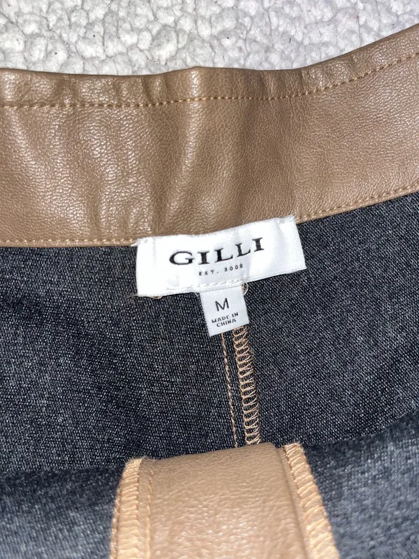 Gilli Faux Leather Shorts Tan Size M - Image 4