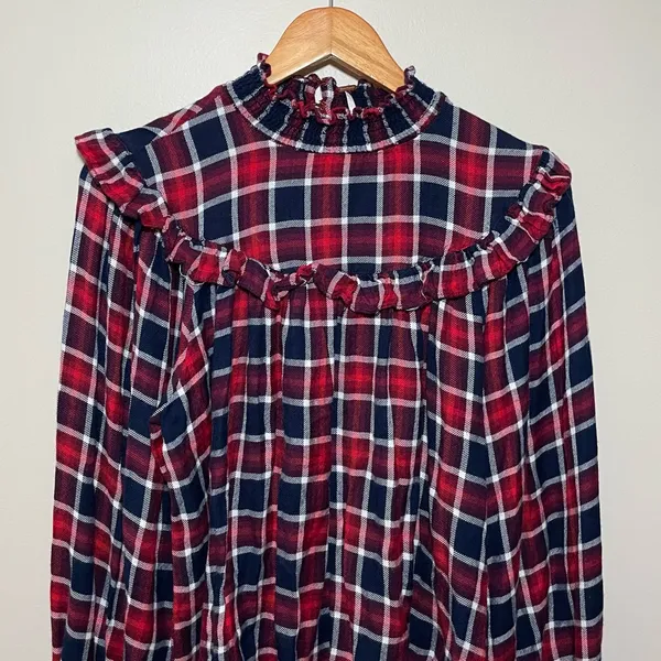 Free People Charlie Ruffle Plaid Top - Image 4