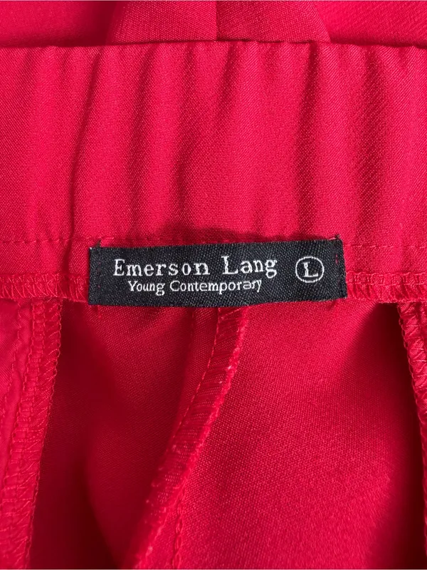 Emerson Lang Wide Leg Red Pants Size L - Image 3