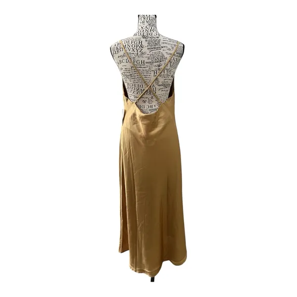 NWT-Show Me Your Mumu Verona Cowl Dress in True Gold Luxe satin, Size Large - Image 5