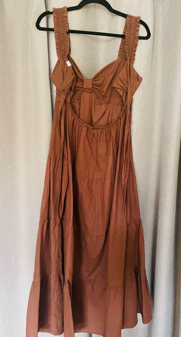 Charlie Holiday Chocolate Brown Linen Dress - Image 2