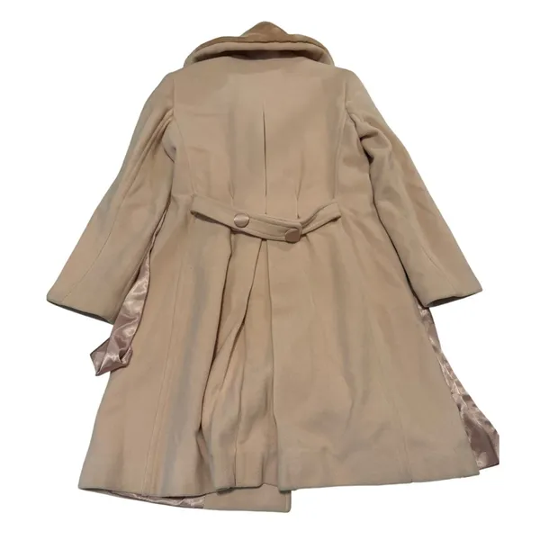 Vintage Y2K Moda International Pink Wool Fur Trim Overcoat Coat 6 - Image 2