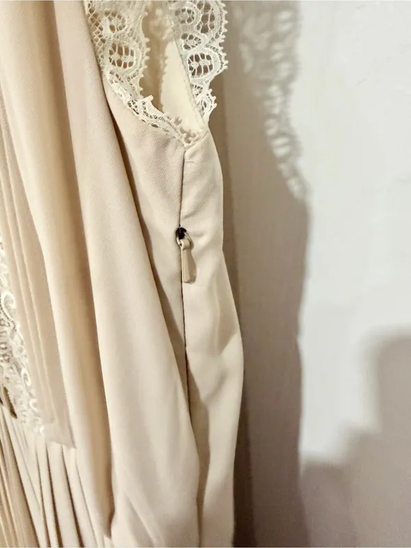 Banana Republic Lace Pleated Midi Dress Cream Romantic Cottagecore Size 6 - Image 6