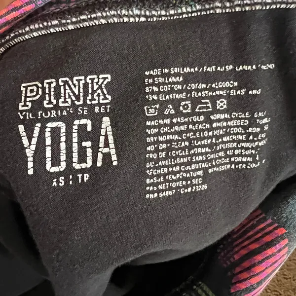 Victorias Secret PINK Black Logo Fold Over Leggings Y2K 2000s‎ Stretch Yoga XS - Image 6