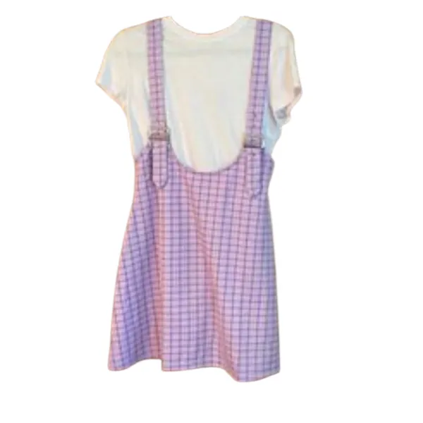 Rue21 Lilac Checkered Pinafore Dress Overall Schoolgirl Mini - Image 2