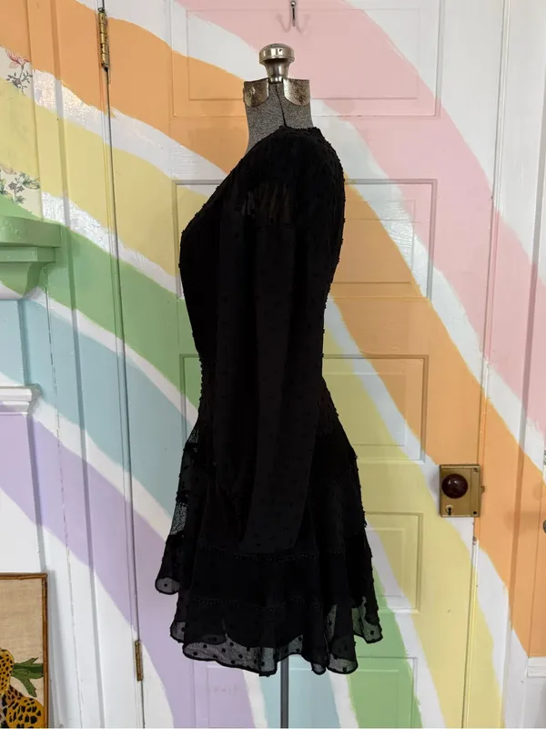 Bardot Mae Lace Tiered Swiss Dot Fit & Flare Mini Dress - Black - Size US 6🧡🍄 - Image 6