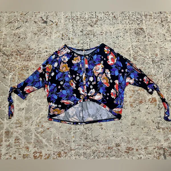 Free People Tropical Floral Print 3/4 Sleeve Blouse Size Small - Image 10