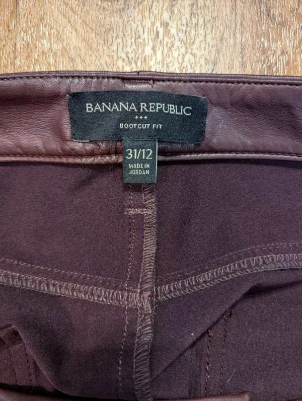 Banana Republic Faux Leather Bootcut Pants 31/12 – Deep Burgundy Wine, Chic Fit - Image 6