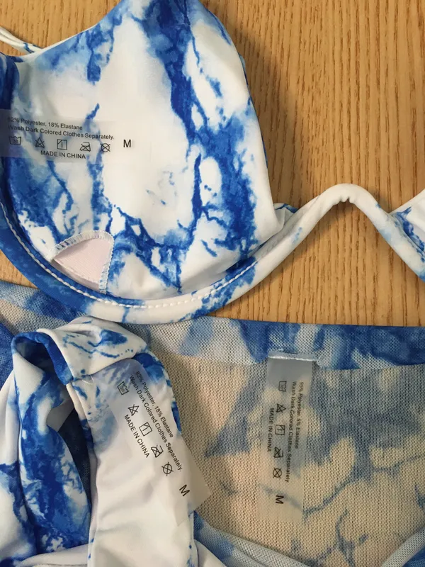 B44 New 3pc Swimsuit Bikini & Sarong Tye Dye Size Medium - Image 7