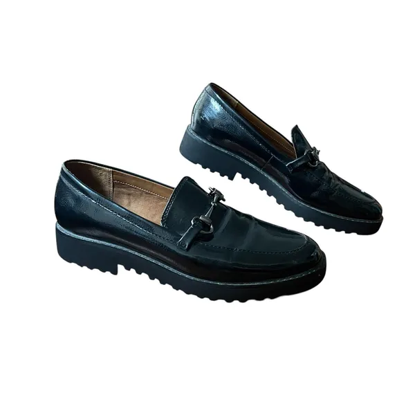 Franco Sarto Shoes Women's Size 8.5 Black Cason Loafer Flats Lug Sole Minimalist - Image 12