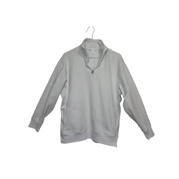 Athleta Quarter Zip Sweatshirt Womens XS Light Gray Cotton Blend Pullover Pocket - Image 5