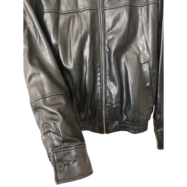 ZARA Faux Leather Bomber Jacket Black X-Small - Image 4