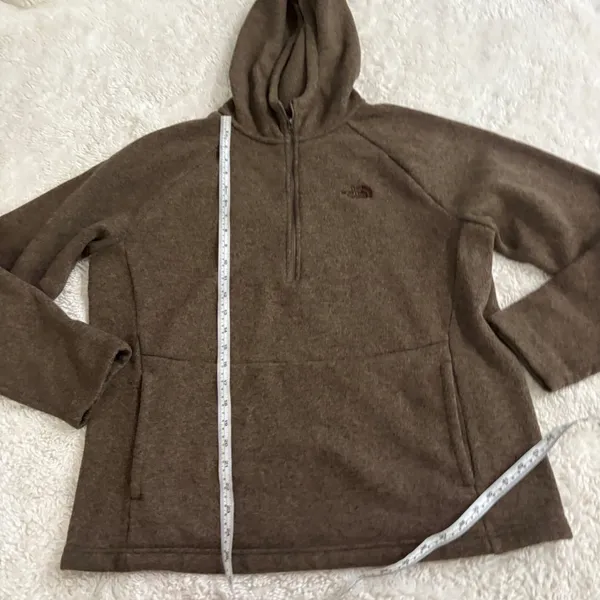 North Face Hoodie Womens XL Brown Fleece 1/4 Zip Gorpcore Hiking Outdoors Preppy - Image 5