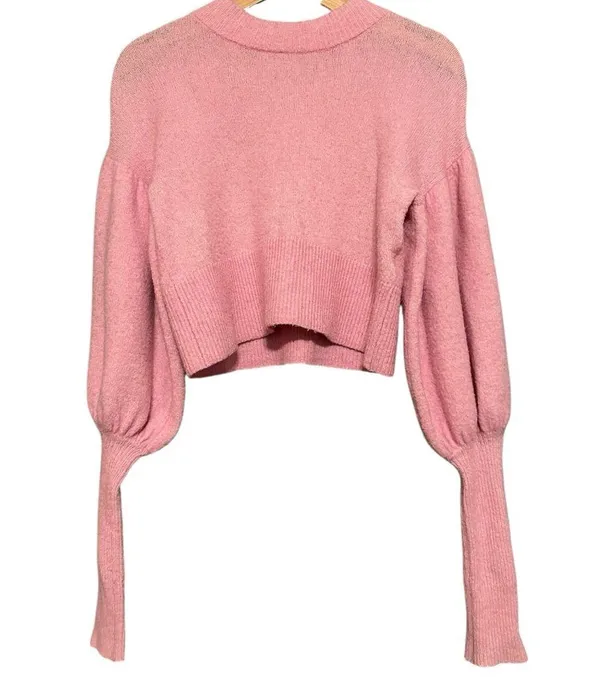 BAUM UND PFERDGARTEN XS Begonia Pink Romance Rituals Coline Puff-sleeve Sweater - Image 2