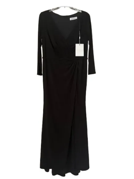 Mac Duggal Black V-Neck Long Sleeve Maxi Evening Gown Dress Plus 16W NEW 68442 - Image 4