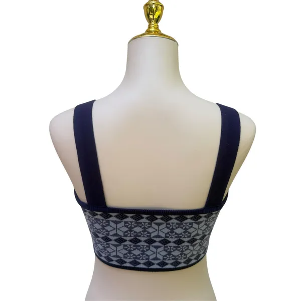 Intimately Free People Crop Top M Blue Geometric Knit snowflake Nordic Boho - Image 5