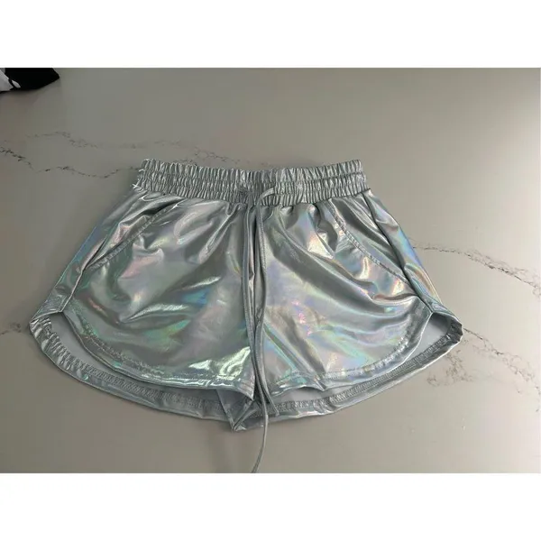 NEW Metallic Shorts Shiny Sparkly Drawstring Shorts S - Image 5