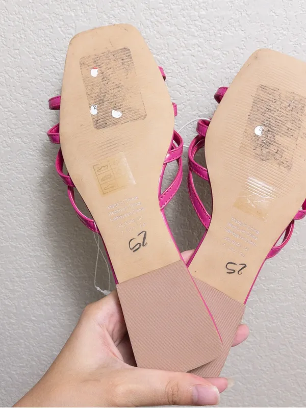 NEW WHO WHAT WEAR Erika Faux Leather 7 Pink Strappy Square Toe Slide Sandal - Image 4