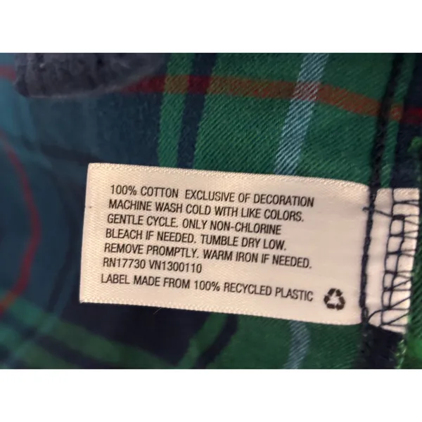 Wondershop Womens Pajama Set XS Green Blue Plaid Flannel Cotton Holiday Classic - Image 9