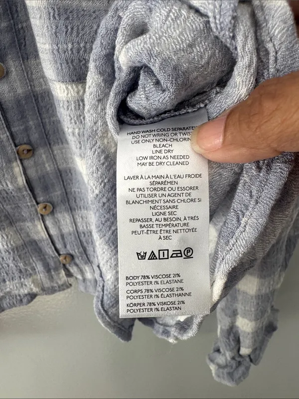 Anthropologie Pilcro Light Blue and White Plaid Top Cottagecore Prairie - Image 4