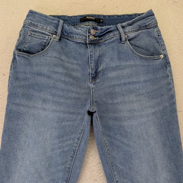 Hudson Los‎ Angeles Women's Straight Leg Jeans Blue Medium Wash Flap Pocket 12 - Image 5