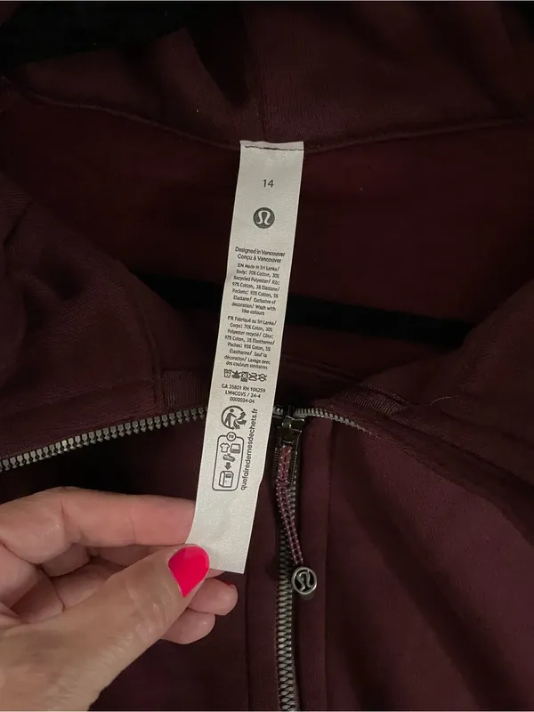 Lululemon NWT Scuba Full Zip Hoodie Jacket Garnet Size 14 - Image 6