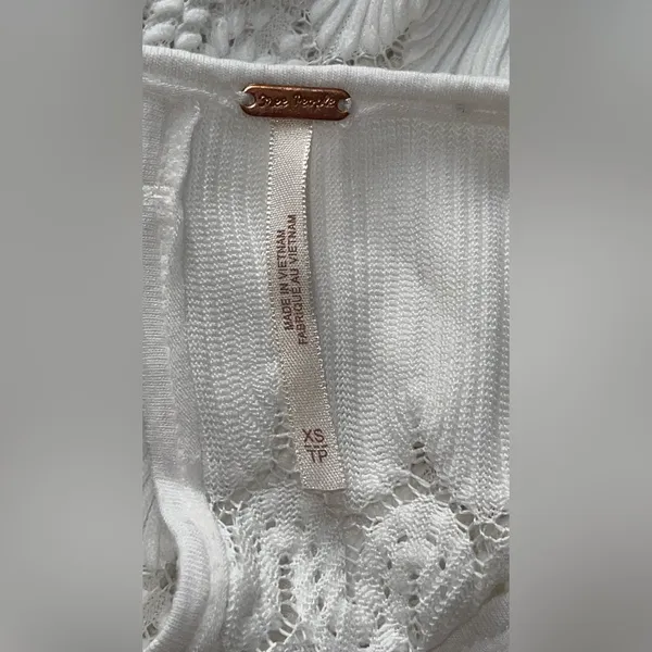 Free People Cream Lace Detail Blouse - Image 9