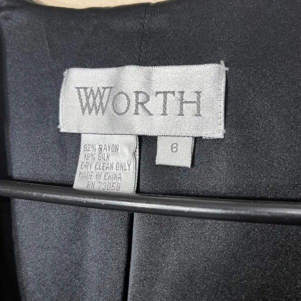 Worth Vintage 90s‎ Black Long Midi Velvet OpenFront Duster Jacket Size 6 - Image 7