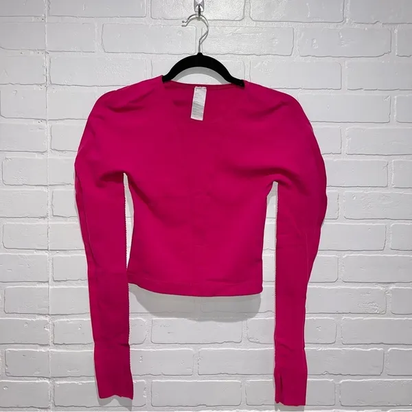 Fabletics Corey SculptKnit® Long-Sleeve Top in Very Berry Size Small - Image 5