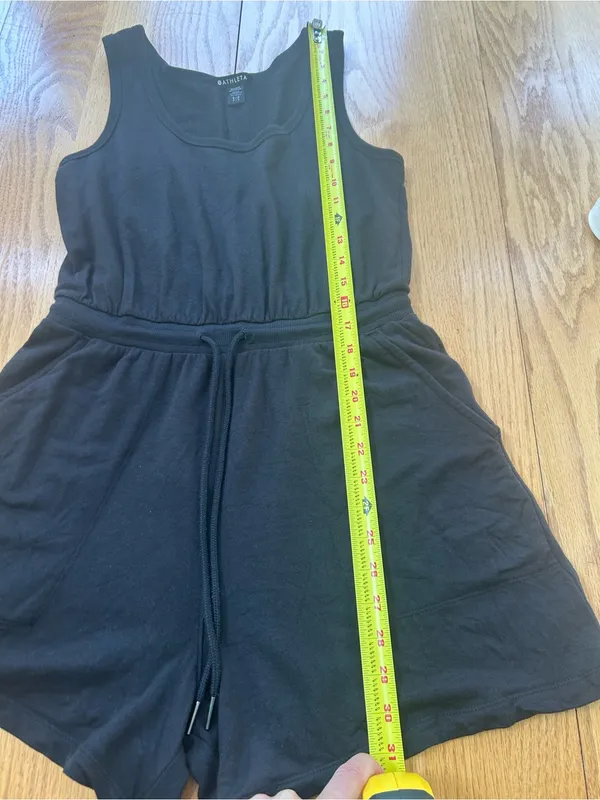 Athleta Balance Sleeveless Romper‎ S Small Black Nirvana Knit Drawstring Pockets - Image 5