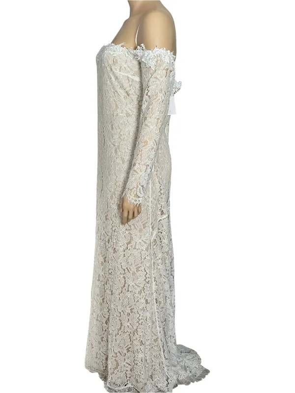 LULUS Romance Dreamer Lace Off-the-Shoulder Dress, White, 2X - Image 4