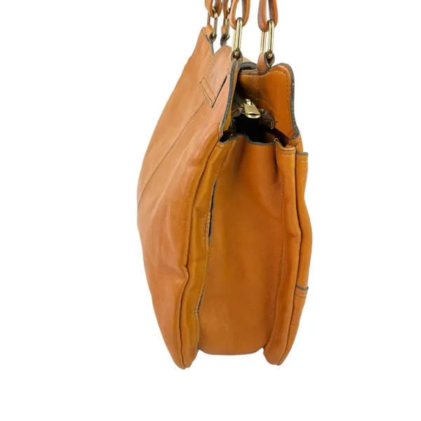 *Vintage BJ Leather Shoulder Bag Brown Leather Top Handle Boho Festival Coastal - Image 5