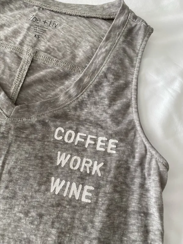 Light Grey Coffee, Work, Wine Tank Top - Image 3