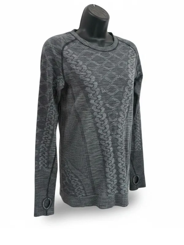 Lululemon Rest Less Pullover Gray Textured Women’s Size 6 Long Sleeve - Image 2